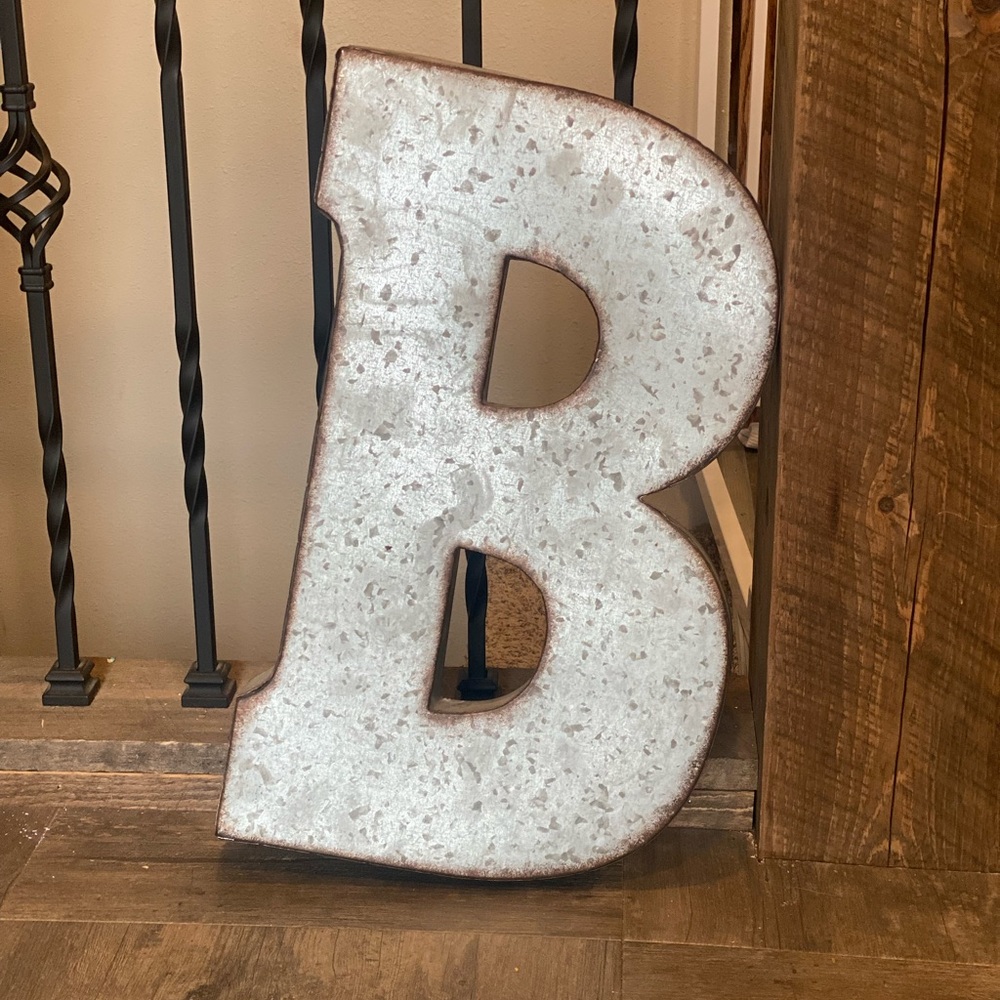 Galvanized Metal Large B Letter